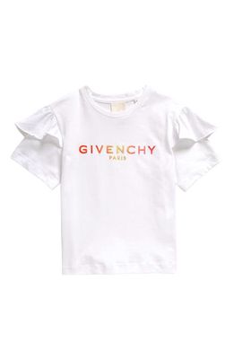 GIVENCHY KIDS Kids' Ombré Embroidered Logo Ruffle Sleeve T-Shirt in 10P-White