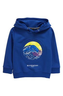 GIVENCHY KIDS Kids' Wave Graphic Logo Hoodie in 865-Electric Blue