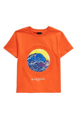 GIVENCHY KIDS Kids' Wave Logo Graphic Tee in Poppy