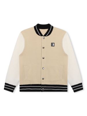 Givenchy Kids logo-appliqué knitted bomber jacket - Neutrals