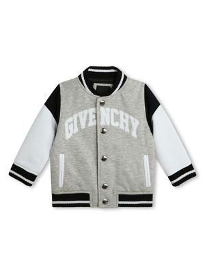 Givenchy Kids logo-appliqué panelled bomber jacket - Grey