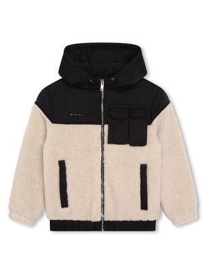 Givenchy Kids logo-appliqué panelled hooded jacket - Neutrals