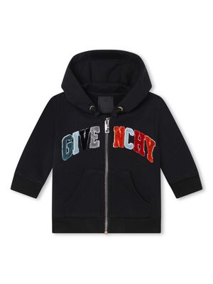 Givenchy Kids logo-appliqué zip-up hooded jacket - Black