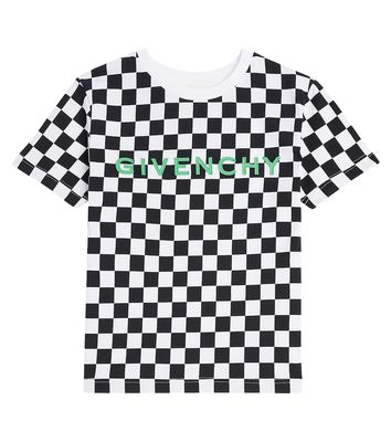 Givenchy Kids Logo checked cotton jersey T-shirt