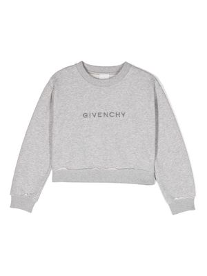 Givenchy Kids logo-embroidered crew-neck sweatshirt - Grey