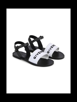 Givenchy Kids logo-embroidered leather sandals - Black
