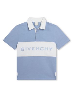 Givenchy Kids logo-embroidered two-tone polo shirt - Blue