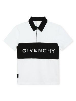 Givenchy Kids logo-embroidered two-tone polo shirt - White