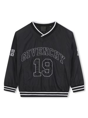 Givenchy Kids logo-embroidered V-neck sweatshirt - Black