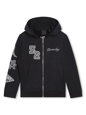 Givenchy Kids logo-embroidered zip-up hoodie - Black
