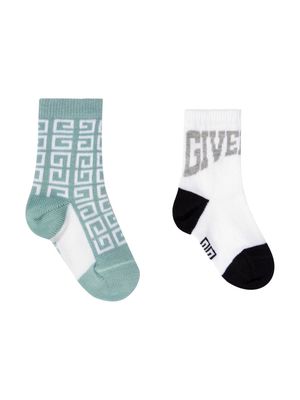 Givenchy Kids logo-jacquard cotton socks - Green