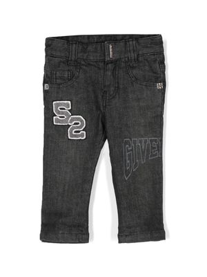 Givenchy Kids logo-patch straight-leg jeans - Black