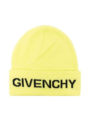Givenchy Kids logo-print beanie - Yellow