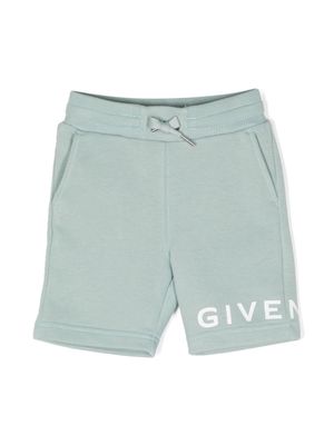 Givenchy Kids logo-print cotton track shorts - Green