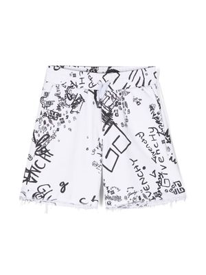 Givenchy Kids logo-print cotton track shorts - White