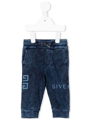 Givenchy Kids logo-print denim jogging trousers - Blue