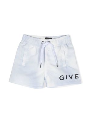 Givenchy Kids logo-print drawstring swim shorts - Blue