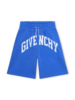 Givenchy Kids logo-print fleece shorts - Blue