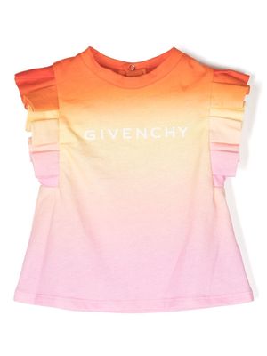 Givenchy Kids logo-print gradient-effect top - Orange