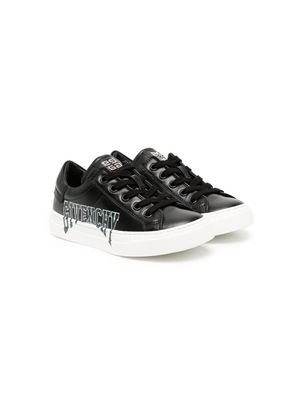 Givenchy Kids logo-print leather sneakers - Black