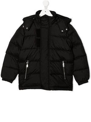 Givenchy Kids logo print puffer hooded jacket - Black