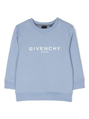 Givenchy Kids logo-print ribbed-detail sweatshirt - Blue