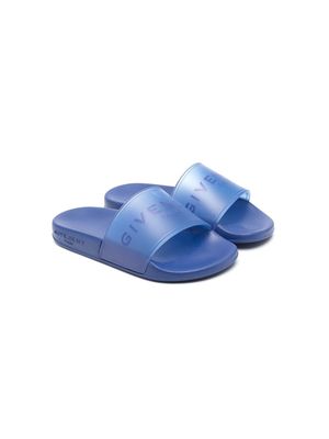Givenchy Kids logo-print slide on sandals - Blue