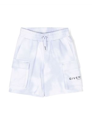 Givenchy Kids logo-print tie-dye shorts - Blue