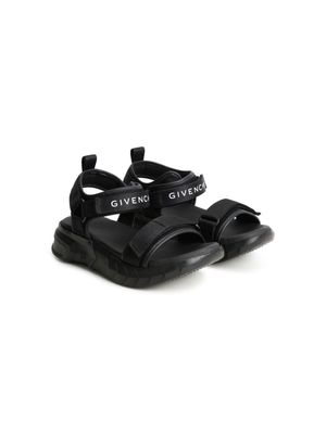 Givenchy Kids logo-print touch-strap sandals - Black