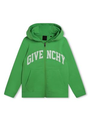 Givenchy Kids logo-print zip-front hoodie - Green