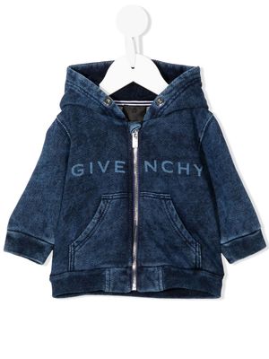 Givenchy Kids logo-print zip-up hoodie - Blue