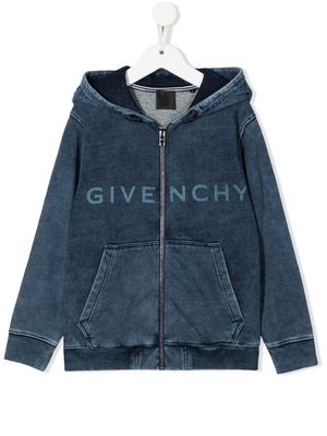 Givenchy Kids logo-print zipped hoodie - Blue