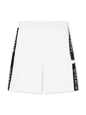 Givenchy Kids logo-tape bermuda shorts - White