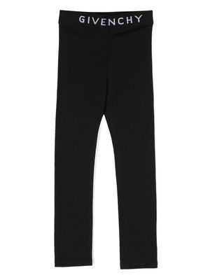 Givenchy Kids logo-waist cotton leggings - Black