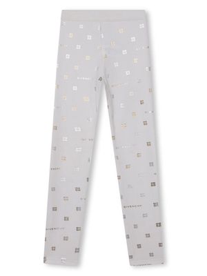 Givenchy Kids metallic 4G-print leggings - White