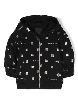 Givenchy Kids metallic-logo print cotton hoodie - Black