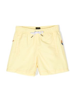 Givenchy Kids painted-logo swim shorts - Yellow