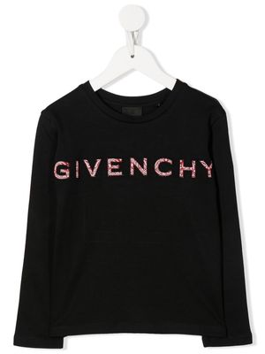 Givenchy Kids patchwork-logo long-sleeve T-shirt - Black