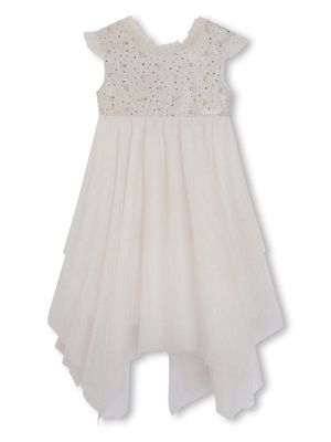 Givenchy Kids rhinestone-embellished ruffle-trim dress - White