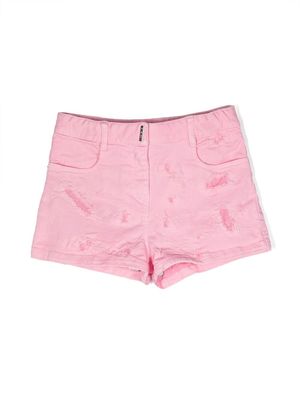 Givenchy Kids ripped denim shorts - Pink