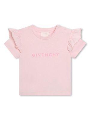 Givenchy Kids ruffled-detail cotton T-shirt - Pink