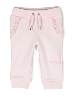 Givenchy Kids ruffled-detailed cotton track pants - Pink