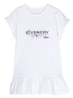 Givenchy Kids ruffled logo-print T-shirt dress - White