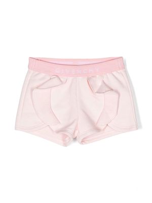 Givenchy Kids ruffled logo-waist track shorts - Pink