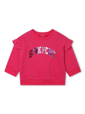 Givenchy Kids sequinned-logo fleece sweatshirt - Pink