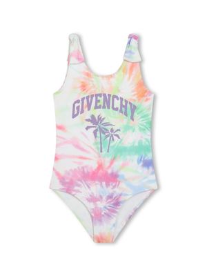 Givenchy Kids tie-dye logo-print swimsuit - White