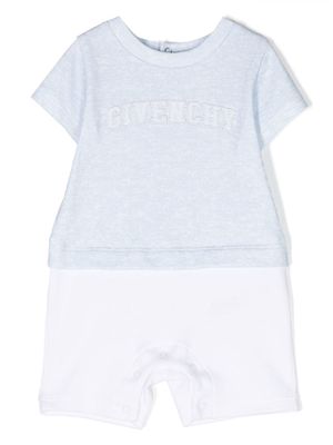 Givenchy Kids two-toned logo-patch romper - Blue