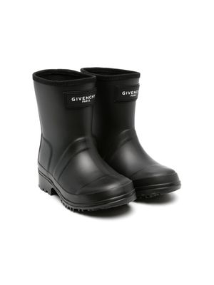 Givenchy Kids Wellington logo-patch boots - Black