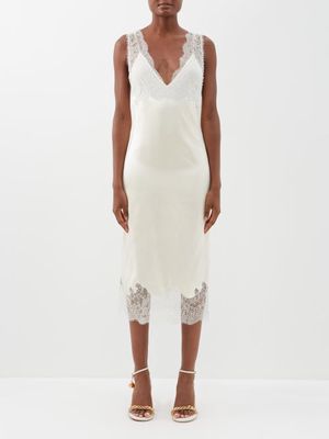 Givenchy - Lace And Satin-duchesse Midi Dress - Womens - White