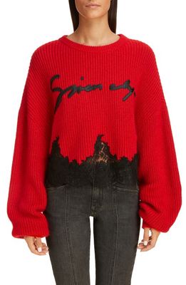 Givenchy Lace Detail Logo Sweater in Pop Red